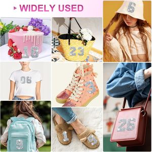 Lot de numéros thermocollants en strass, appliques numérotées en strass à coudre pour vêtements DIY - Product Image 5