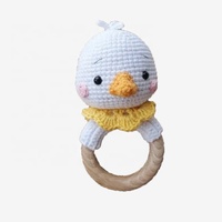 Poupée Animal en coton biologique doux, jolis jouets hochet au Crochet, anneau de dentition artisanal, silicone de qualité alimentaire, vente en gros