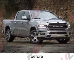 Parachoques de coche para <span class=keywords><strong>Dodge</strong></span> RAM 1500 19-23 a TRX El Kit de conversión incluye parachoques delantero guardabarros capó faros pedales cejas - Product Image 3
