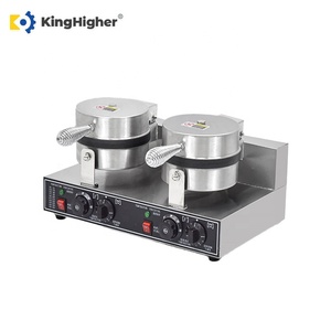 Macchina Elettrica Commerciale KingHigher a Doppia Testa per Waffle e Coni Gelato in Acciaio Inox con Timer ad Alta Produttività e Superficie Antiaderente - Product Image 2