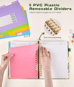 Taccuino a <span class=keywords><strong>spirale</strong></span> con Logo personalizzato con divisori copertina in pelle Premium 300 pagine College governed <span class=keywords><strong>grande</strong></span> B5 Journal pad durevole - Product Image 3