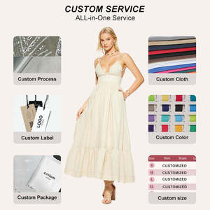 Vestidos Mini Personalizados OEM ODM para Mujer, Ropa al por Mayor de Alta Calidad, con Volantes, de Algodón y Lino, en Rosa y Blanco, por Fabricantes de Ropa - Product Image 4
