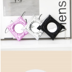 Korean-style square makeup <b>mirror</b> cushion, decorative cushion <b>mirror</b>, metallic <b>silver</b> laser-filled wall decoration <b>mirror</b>. - Product Image 1