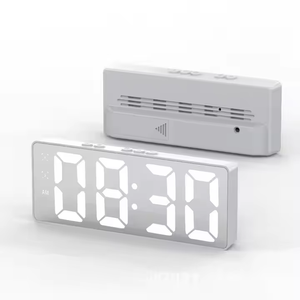 HD Mirror LED <b>Digital</b> Alarm <b>Clock</b> Voice Control Snooze Function Dual Alarms Table <b>Clock</b> Dual Alarm <b>Clock</b> Night Mode Brightness - Product Image 1