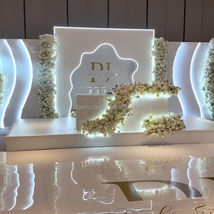 NIKAウェディングステージ背景セット水パーティーデコレーションLEDアクリル波背景パネル - Product Image 6