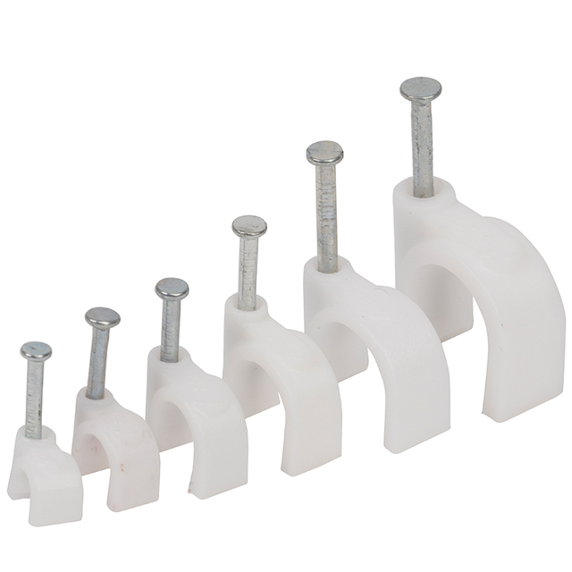 Wholesale Round Cable Clips with Nails 4mm 25mm Plastic Circle Nail Clip Wire Holder 100pcs Cable Management
