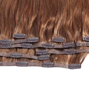Extensiones de cabello con clip PU, cabello humano virgen Remy, castaño rubio claro, doble capa, clip PU invisible, fáciles de usar para mujeres. - Product Image 4