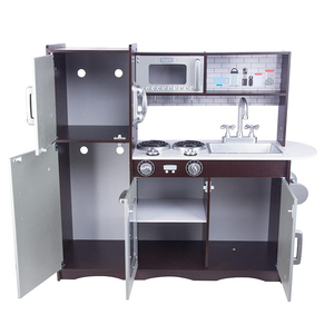 Trẻ em Nhà Bếp thiết lập giả vờ bằng gỗ chơi nhà bếp, Pin hoạt động icemaker & lò vi sóng với âm thanh trung thực - Product Image 4