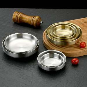 Petit plat d'accompagnement sauce bol à tremper or acier inoxydable coréen Double couche marmite chaude barbecue restaurant rond poli Opp Bgg 100 pièces - Product Image 5