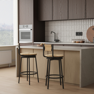 Modern High <b>Bar</b> Chairs Set of <b>2</b> Wooden Metal Design Wholesale Price Adjustable for Home <b>Bar</b> Hotel Restaurant Kitchen - Product Image 2