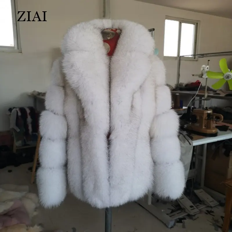 Moda di fabbrica all'ingrosso di lusso vera pelliccia di volpe cappotto invernale caldo genuino cappotto di pelliccia delle donne occidentali cappotto di pelliccia oversize