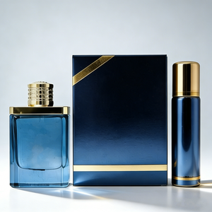 Coffret cadeau pour homme en deux pièces (100 ml d'eau de <span class=keywords><strong>parfum</strong></span> + 50 ml de spray anti-transpirant), coffret cadeau de <span class=keywords><strong>parfum</strong></span> masculin luxueux bleu or - Product Image 1