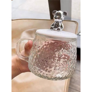 Taza de vidrio con temática de oso, con tapa y cuchara, gran capacidad, diseño de dibujos animados, para hombres, adultos, regalo, ocasión - Product Image 5