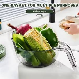 1 unidad de taza multifuncional de plástico con filtro de agua, escurridor de arroz, colador y cuchara para frutas y verduras, para uso doméstico en la cocina - Product Image 2