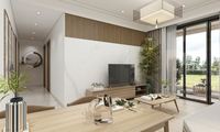 2021 salon moderne bois lcd meuble tv ensemble avec armoires de rangement meuble tv table basse ensemble