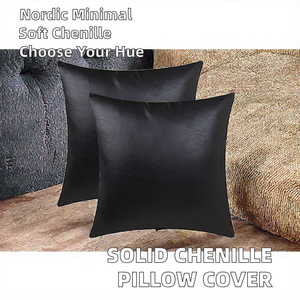 Modern Nordic Square Solid Color Chenille Throw <b>Pillow</b> <b>Soft</b> Textured Cushion Cover for Sofa Bedroom Home Decor - Product Image 2
