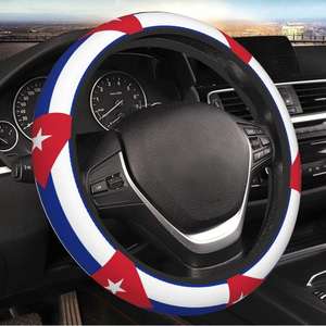 Housse <span class=keywords><strong>de</strong></span> volant <span class=keywords><strong>de</strong></span> voiture universelle personnalisée avec impression élastique, motif drapeau cubain - Product Image 4