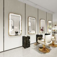 Grands cadres de miroir dorés en aluminium ornés, accessoires de salon de coiffure pour la décoration murale des miroirs