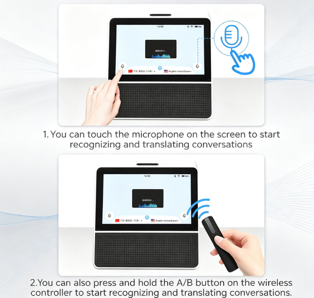 7.0 Inch Real-Time Speech Portable Language Translator Device Dual OLED Displays  121 Languages Support for Business