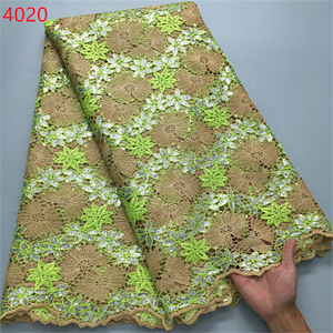 4020 Vente <span class=keywords><strong>en</strong></span> Gros Tissu Dentelle <span class=keywords><strong>Guipure</strong></span> Africaine à Corde de Haute Qualité avec Paillettes 5 Verges pour <span class=keywords><strong>Robe</strong></span> de Mariée Femme - Product Image 4