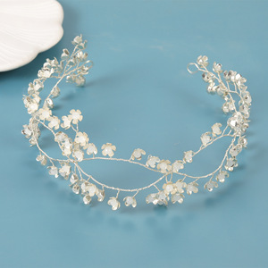 <span class=keywords><strong>Diadema</strong></span> de Flores de Cerámica Blanca Hecha a Mano para Novia, Tocado Floral Romántico Dorado para Novias, Joyería para el Cabello para Fiestas, <span class=keywords><strong>Diadema</strong></span> para Boda - Product Image 2