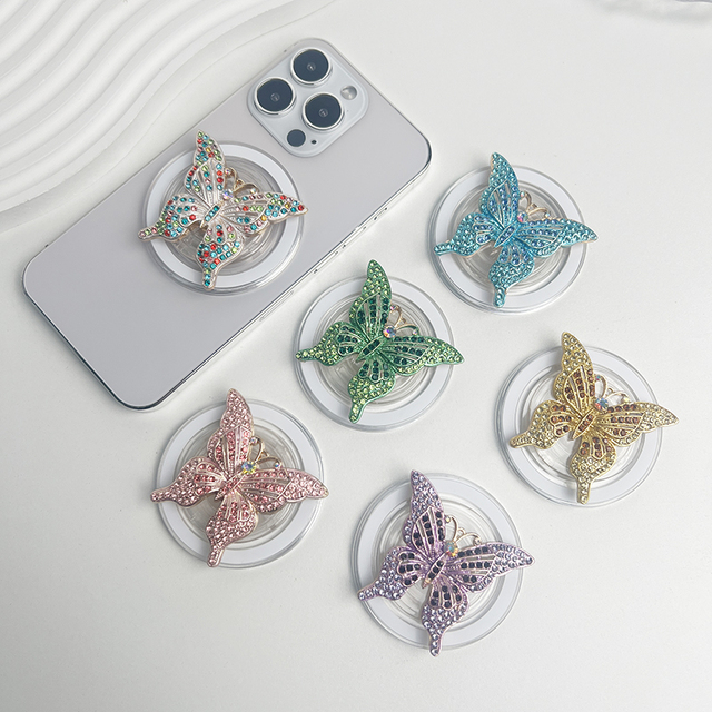 Butterflies Magnetic Phone Grip Poppings up Socket Magnetic Phone Grip Holder Custom Phone Socket Holder Grip for iPhone 16 Pro