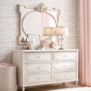Kak — ensemble de chambre à coucher <span class=keywords><strong>blanche</strong></span> antique, style français, vêtements de <span class=keywords><strong>commode</strong></span> en bois, 6 tiroirs avec miroir - Product Image 1