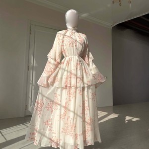 Nuevo Vestido Estampado de Manga Larga para Mujer 2026, Estilo Vintage con Cuello Redondo, Cintura Ajustada, Gran Vuelo, Corte Delgado, Moda Casual de Verano - Product Image 3