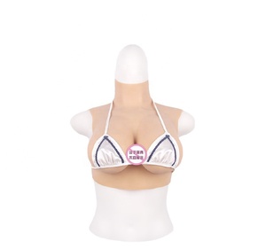 Body sculptant en tissu jersey non tissé avec faux seins en silicone à col haut, faux tétons, pour travestissement CD - Product Image 2