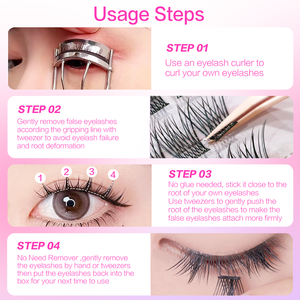 Cils de bricolage auto-adhésifs pré-collés 0.15mm d'épaisseur BC Curl <span class=keywords><strong>Princess</strong></span> Hare <span class=keywords><strong>Lash</strong></span> Pearlet Design Flame Lower Glue-Free Press Lashes - Product Image 5