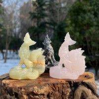 Vente en gros de sculptures d'animaux en cristal naturel, renard à neuf queues, artisanat en pierre, sculpture de renard en cristal séduisante pour la décoration