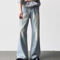 Pantalon en jean ample pour homme, coupe droite, bleu clair délavé, style baggy, sur mesure ODM, haute qualité.