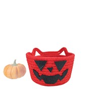 Paniers de rangement tressés en corde de coton pour Halloween, vente en gros, organisateurs créatifs à motif citrouille de dessin animé, cadeaux de fête transfrontaliers