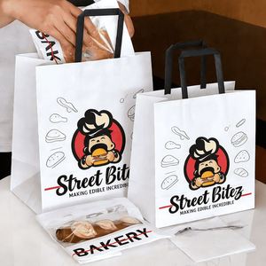 Custom Wholesale Take Away Kraft Paper <b>Bag</b> Sample Factory Direct Price <b>White</b> Kraft Paper <b>Bag</b> for <b>Small</b> Business - Product Image 1