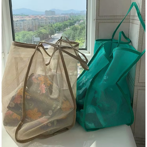 Wholesale <b>Mesh</b> Beach <b>Bag</b> Cosmetic Large Tote with Zipper Pocket for Family Pool Toys & Vacation Essentials - Product Image 6