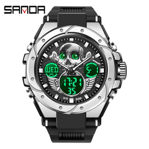 Reloj Deportivo SANDA 6087 para Hombre, Marca Superior, Diseño de Calavera, Pantalla Dual, Reloj Masculino, Resistente al Agua - Product Image 5