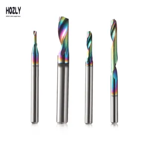 Hozly ที่มีสีสัน DLC สำหรับตัดดอกกัดคาร์ไบด์หนึ่งดอกสำหรับตัดอลูมิเนียมตัดกัดเราเตอร์บิต