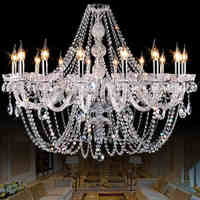 Lustre en cristal doré de luxe européen, lampe suspendue au plafond LED pour villa, salon, bureau à domicile, éclairage décoratif