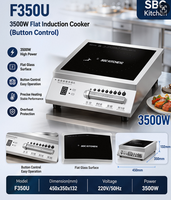Tischplatte 3500W Hochleistungs-Edelstahl-Wok Konkaver Kommerzieller Elektrischer Induktionsherd Freistehender Wok-Brenner 220V