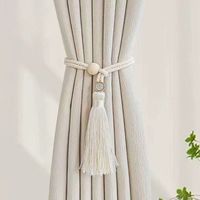 En stock : Attaches de rideaux réglables, modernes et minimalistes, avec pompons, boucles de rangement pour rideaux transparents, sans perçage