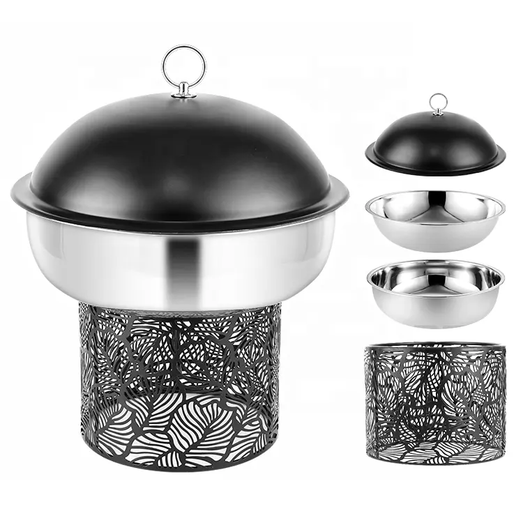 Luxo Decorativo Fantasia Catering Chaffers Soup Food Warmers Aço Inoxidável Chafing Dish Buffet Set