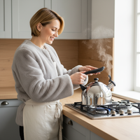 Bouilloire sifflante en acier inoxydable de 2,5 L avec poignée froide au toucher, pour tous les types de cuisinières, vente en gros d'usine