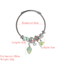 Bracelet en acier inoxydable argenté, simple et tendance, avec pendentif en alliage feuille libellule, réglable
