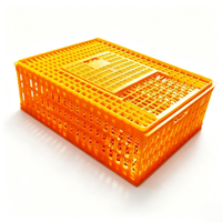 Caisse de transport pour volailles, cage à poulets en plastique orange avec dessus en maille