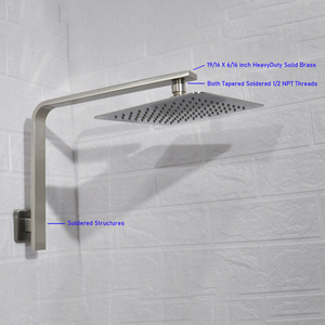 2024 dernière conception en gros de haute qualité en laiton massif tuyau de douche 8 pouces carré bras de douche de luxe pour pommeau de douche supérieur Aquamate - Product Image 3