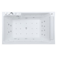 Moderna Bañera de Hidromasaje Familiar Rectangular con 20 Boquillas, Termostato Independiente y Luces de Arcoíris para Baño de Villa u Hotel