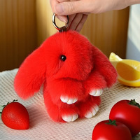Pendentif Lapin en Peluche Doux et Mignon de 15 cm avec Pompon en Fausse Fourrure pour Voiture, Sac ou Porte-clés