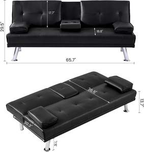Canapé-lit moderne en <span class=keywords><strong>cuir</strong></span> <span class=keywords><strong>convertible</strong></span> capitonné à boutons noirs, multifonctionnel pour la maison, le bureau, canapé en <span class=keywords><strong>cuir</strong></span> de luxe, au prix de gros - Product Image 6
