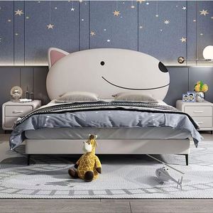 Princess Kids Bed 1.5m 1.8m Single Bed with Cartoon Dog Design Modern Nordic Style for Girls - Product Image 4