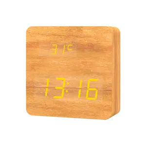 Ewetime Houten Digitale Klok Met Alarm Snooze Indoor Temperatuur